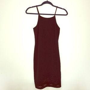 Black high neck dress with floral detail